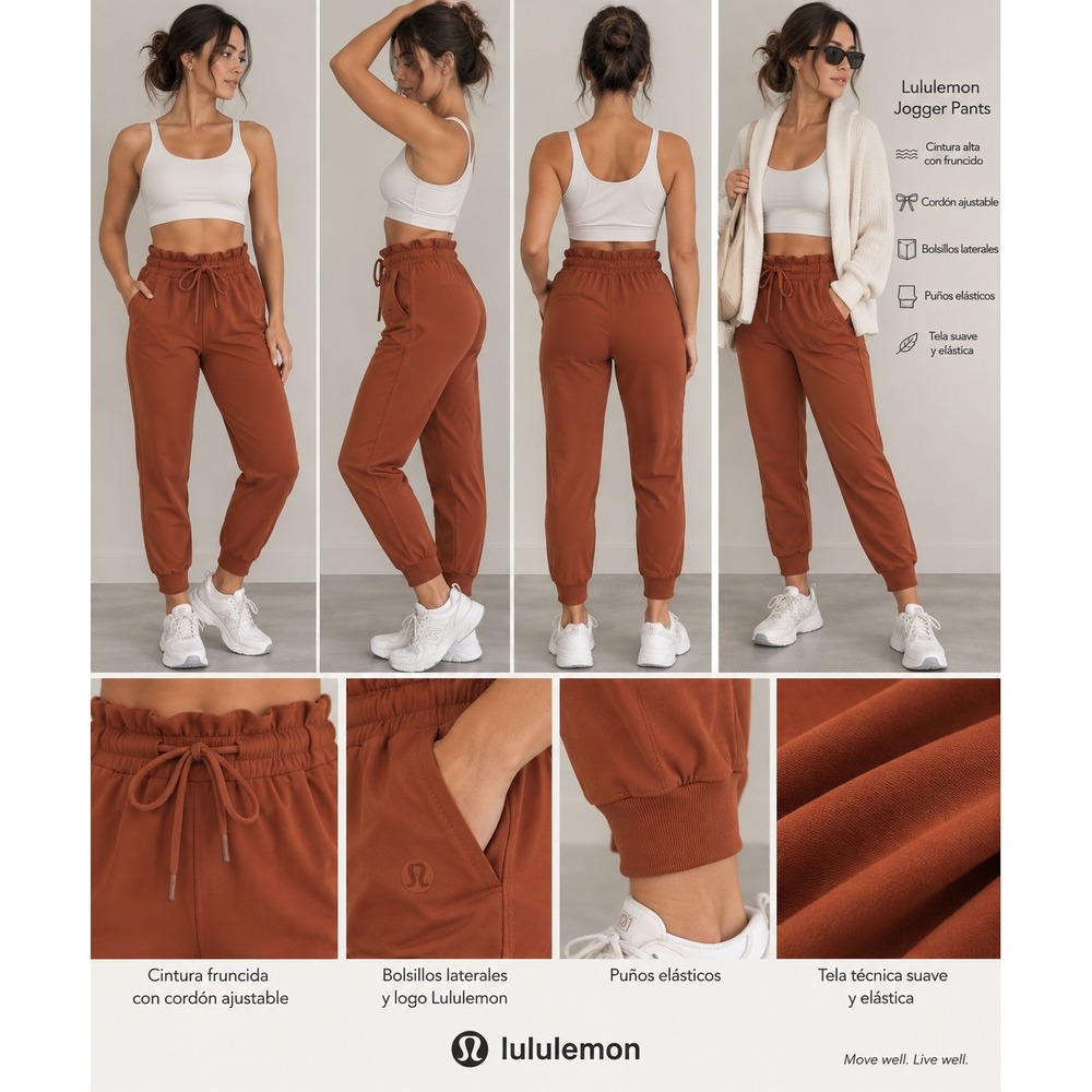 Lululemon High Rise Ruffle Waist Jogger Pants Rust Orange Size 4